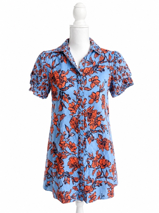 Alice + Olivia Dresses & Skirts - Alice+Olivia Floral-print Cupro Mini Shirt Dress In Blue